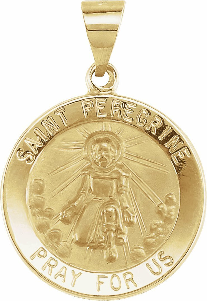 14k yellow 18 mm round hollow st. peregrine medal