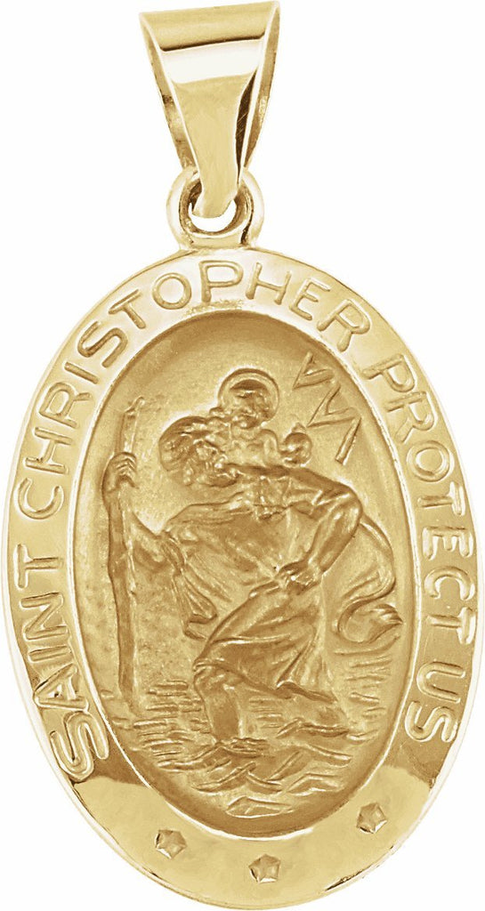 14k yellow 19x13.5 mm oval hollow st. christopher medal