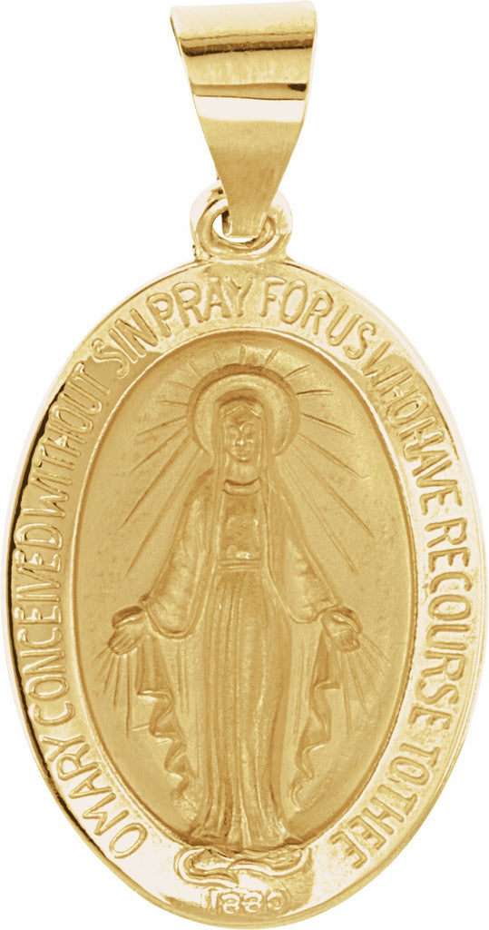 14k yellow 19x13.5 mm oval hollow miraculous medal