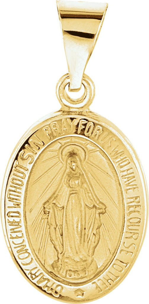 14k yellow 15x11.5 mm oval hollow miraculous medal