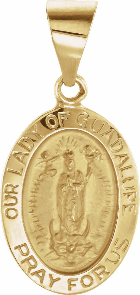 14k yellow 15x11 mm oval hollow our lady of guadalupe medal