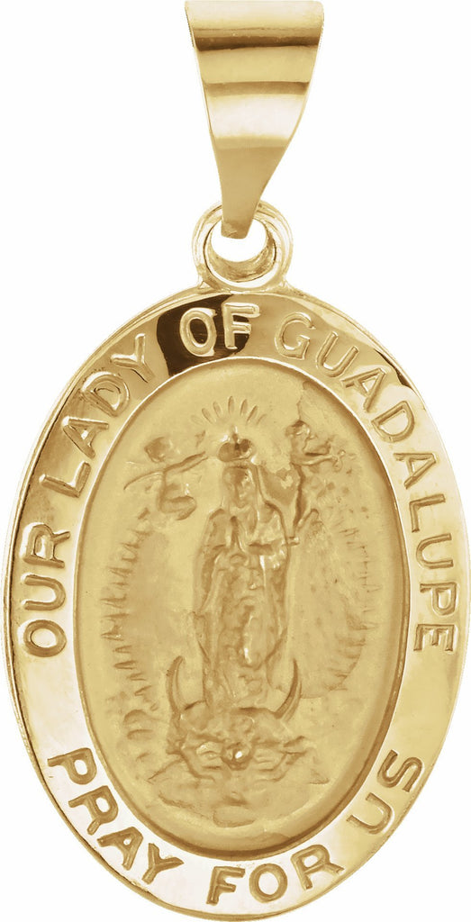 14k yellow 19x13.5 mm oval hollow our lady of guadalupe medal