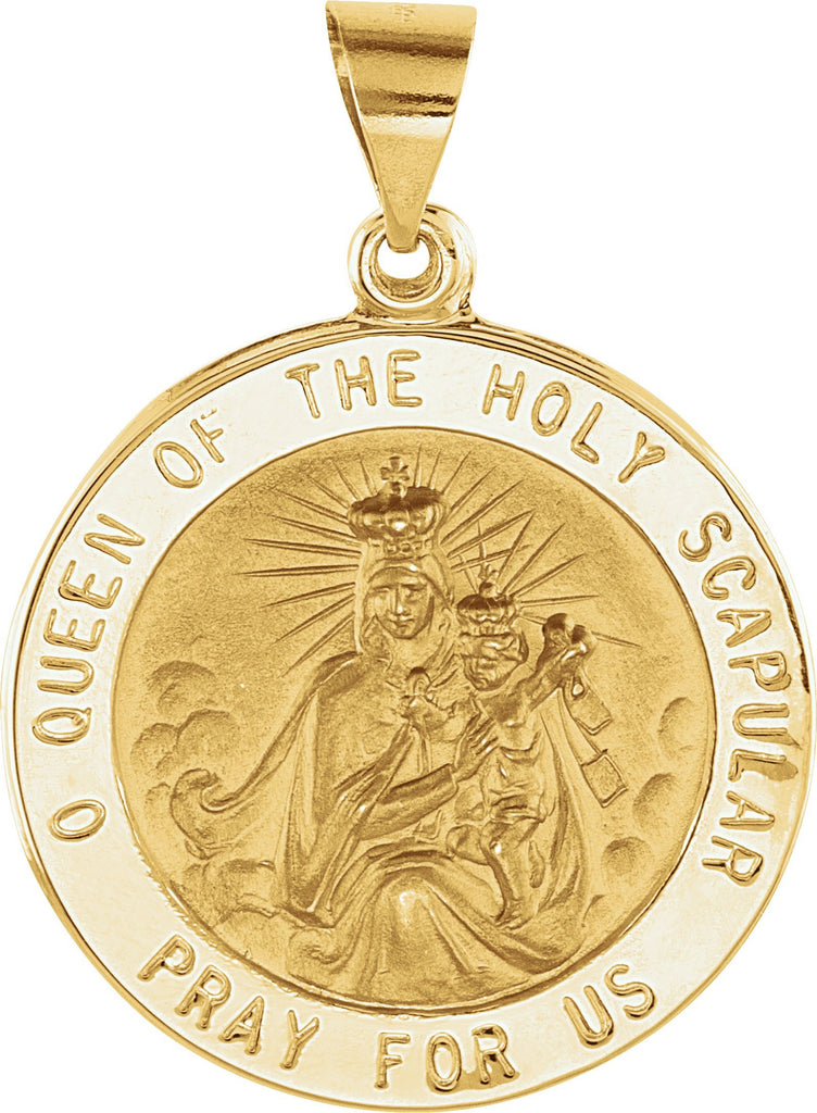 14k yellow 22x22 mm round hollow scapular medal 