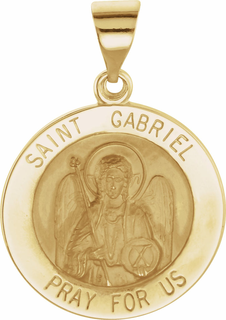 14k yellow 18 mm round hollow st. gabriel medal