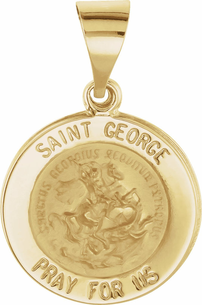 14k yellow 15 mm round hollow st. george medal