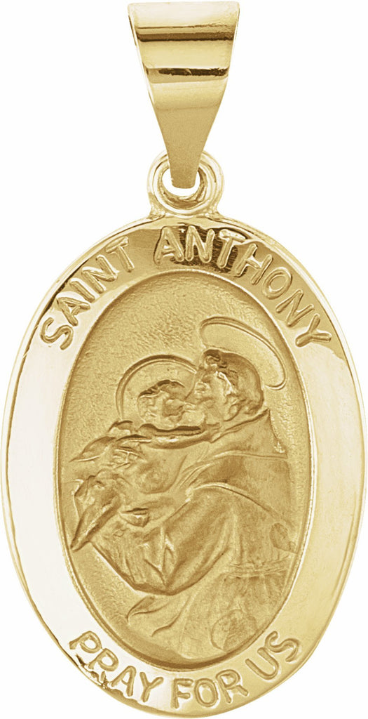 14k yellow 19x14 mm oval hollow st. anthony medal