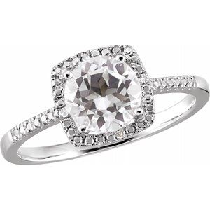 sterling silver 7 mm round forever  moissanite & 1 1/4 ctw diamond engagement ring