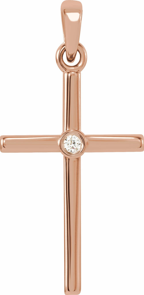 14k rose .015 ctw diamond cross 22.8x11.3 mm pendant   