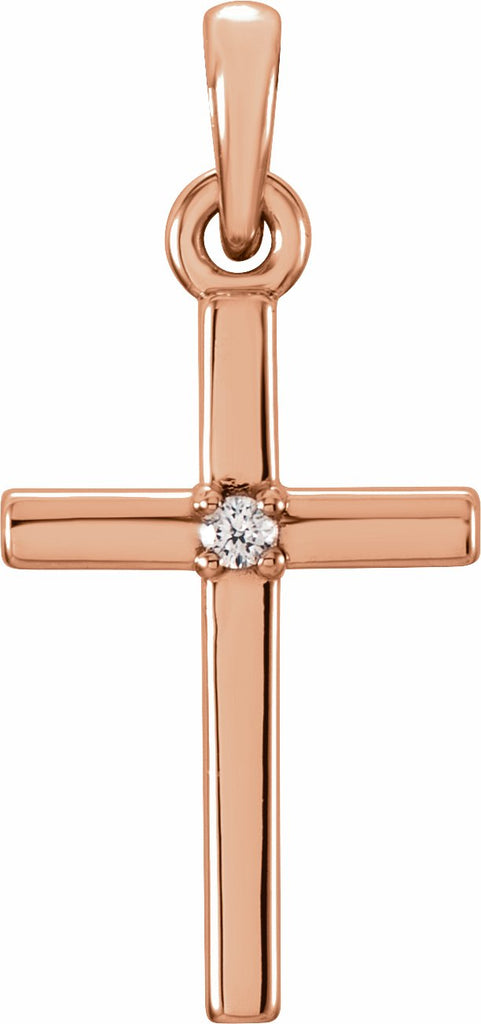 14k rose 19.2x9 mm .01 ct diamond cross pendant