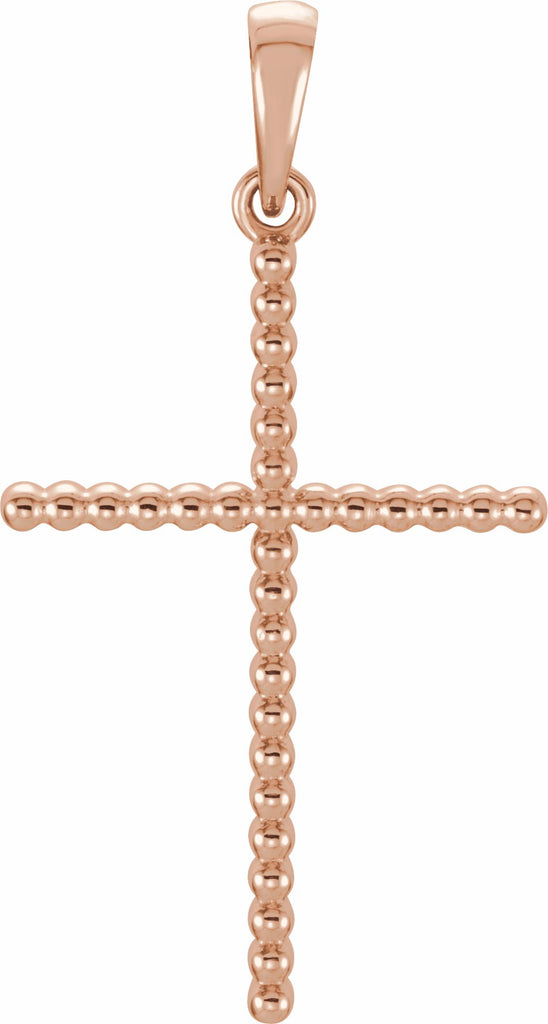 14k rose 25.4x17.2 mm beaded cross pendant  