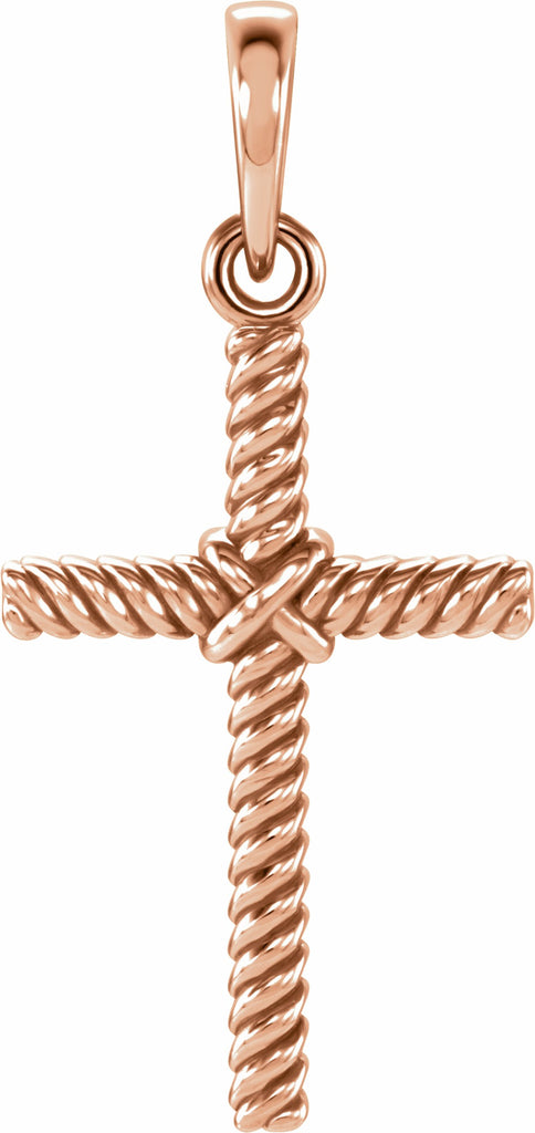 14k rose 17.5x11.3 mm rope cross pendant  