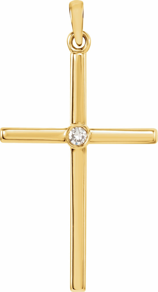 14k yellow .03 ctw diamond cross 30.6x16.6 mm pendant   