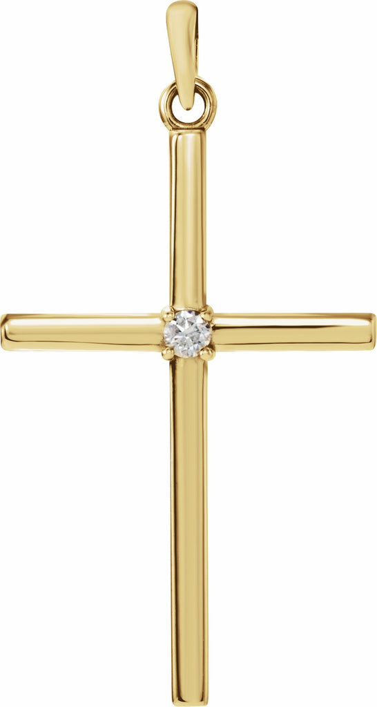 14k yellow 30.4x16.3 mm .03 ct diamond cross pendant