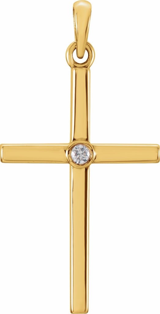 14k yellow .02 ctw diamond cross 26.5x13.7 mm pendant  