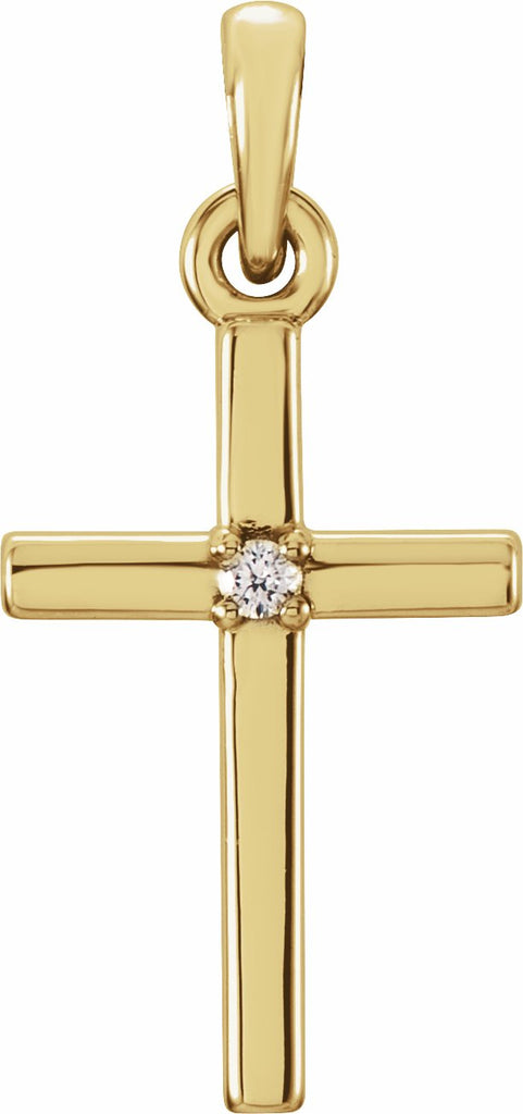 14k yellow 19.2x9 mm .01 ct diamond cross pendant