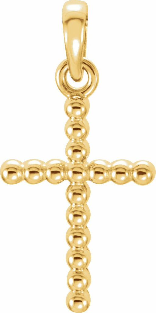 14k yellow 13.5x9.4 mm beaded cross pendant  