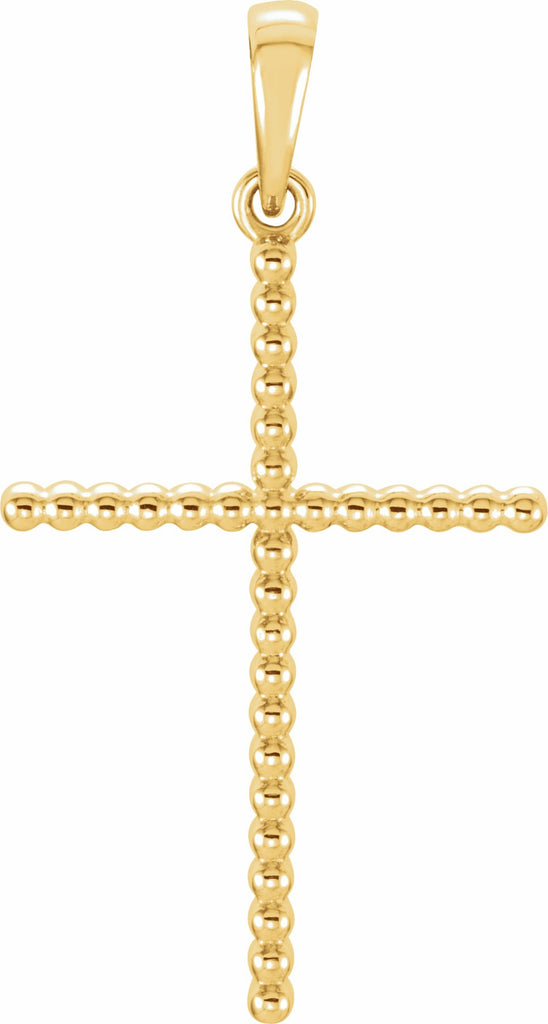 14k yellow 25.4x17.2 mm beaded cross pendant  