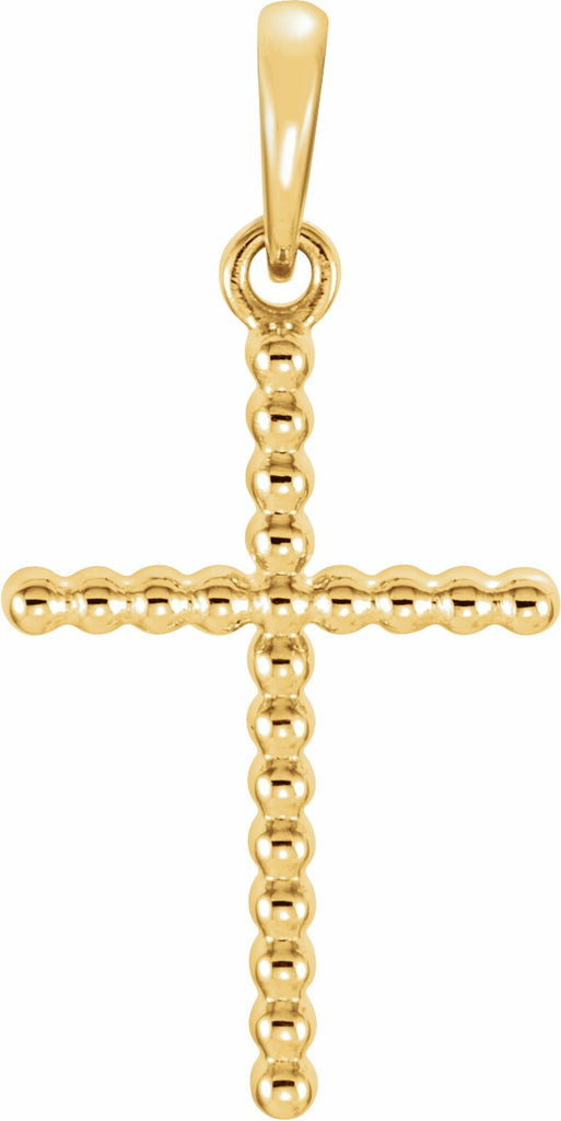 14k yellow 17.5x12.1 mm beaded cross pendant