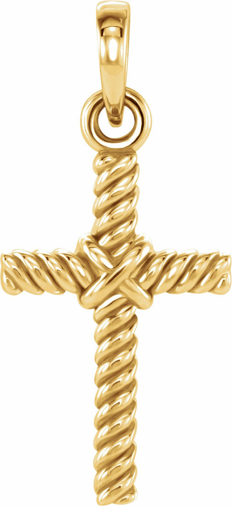 14k yellow 13.5x8.6 mm rope cross pendant  