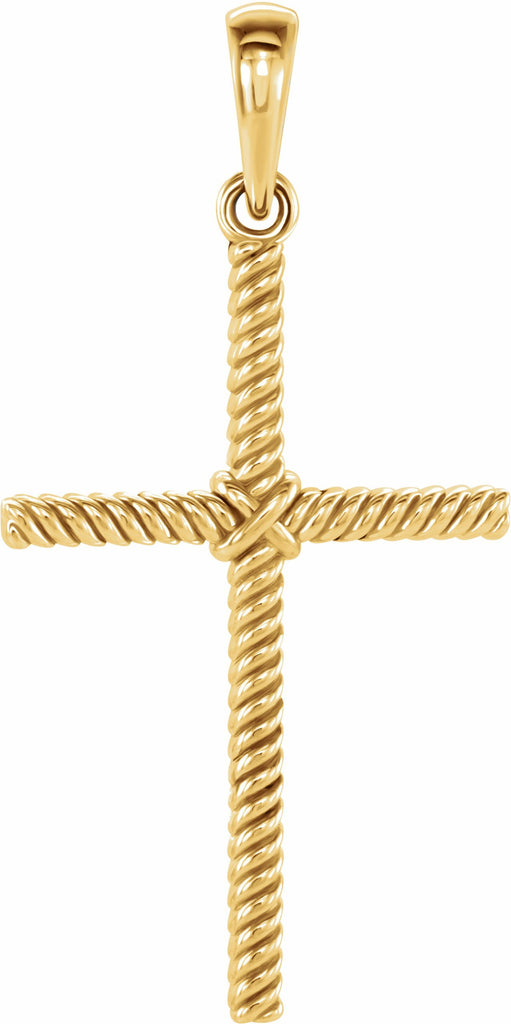 14k yellow 25.4x16.2 mm rope cross pendant  