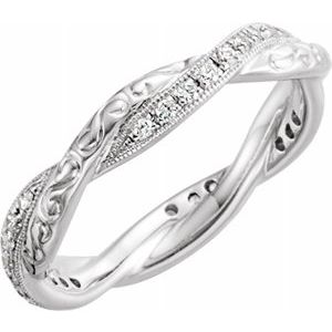 14k white 1/5 ctw diamond design-engraved  eternity band size 6