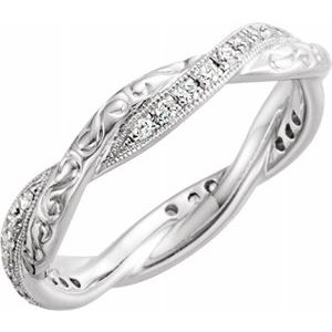 14k white 1/5 ctw diamond design-engraved  eternity band size 7