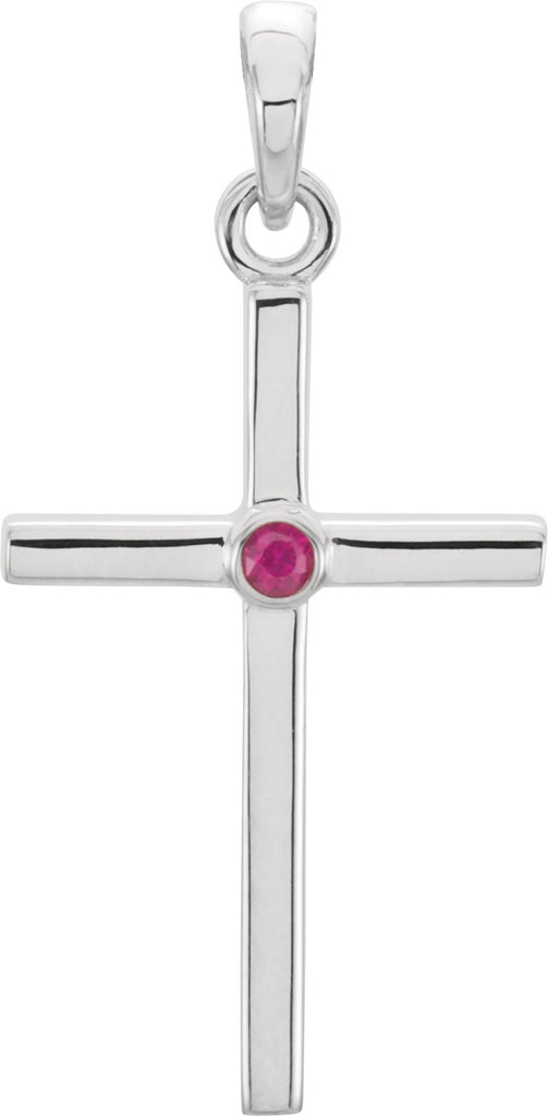 14k white ruby cross 22.8x11.3 mm pendant   