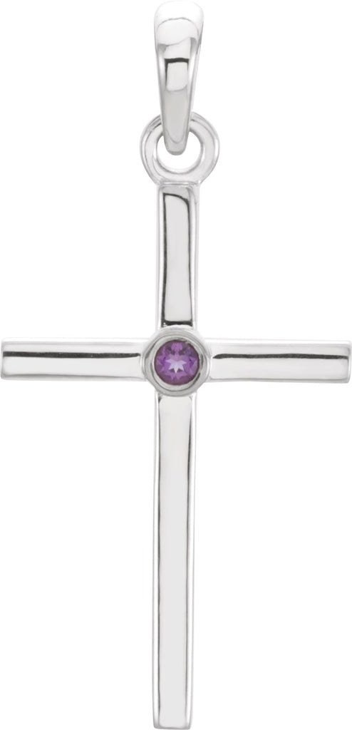 14k white amethyst cross 22.8x11.3 mm pendant  