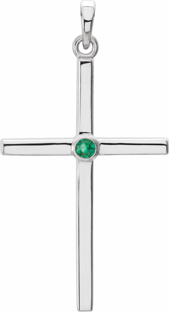 platinum emerald cross 30.6x16.6 mm pendant  