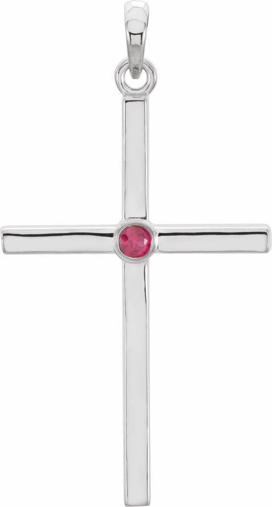 14k white ruby cross 30.6x16.6 mm pendant   