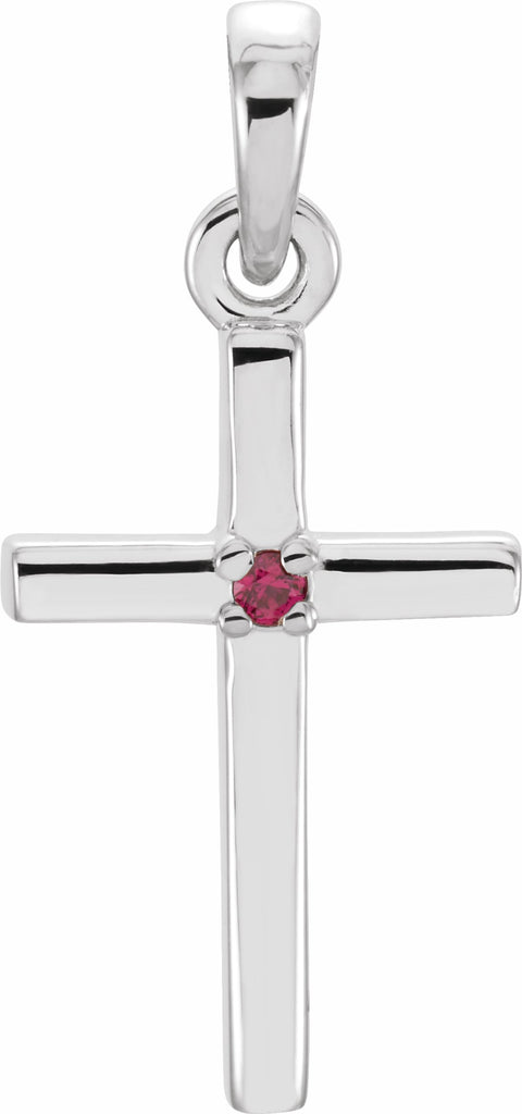 14k white 19.2x9 mm ruby cross pendant