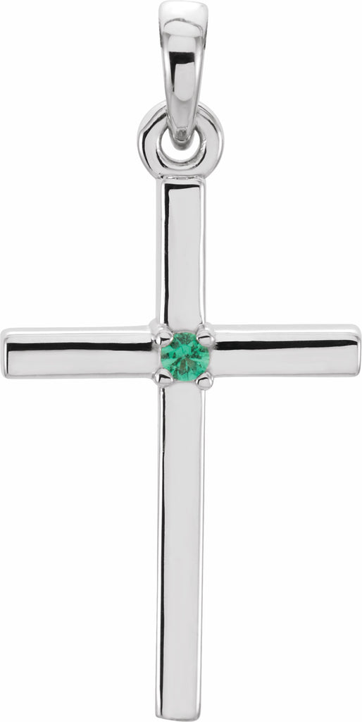 platinum 22.65x11.4 mm emerald cross pendant