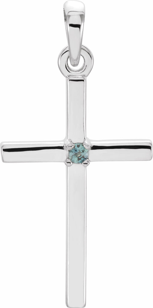 14k white 22.6x11.4 mm alexandrite cross pendant