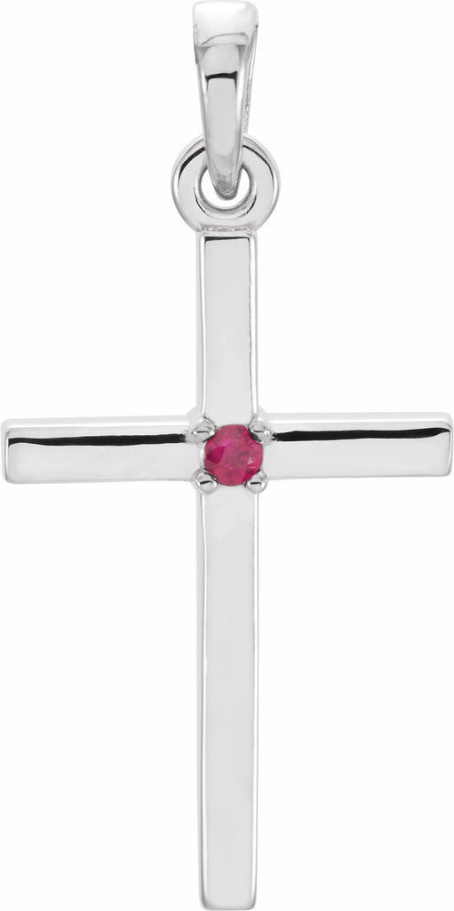 14k white 22.65x11.4 mm ruby cross pendant