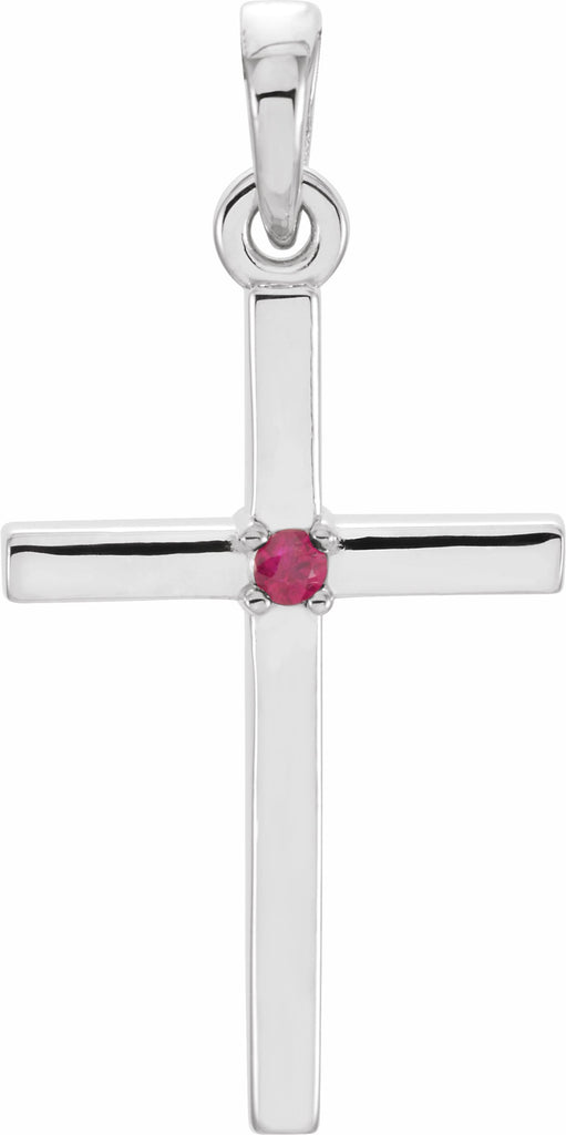 platinum 22.65x11.4 mm ruby cross pendant