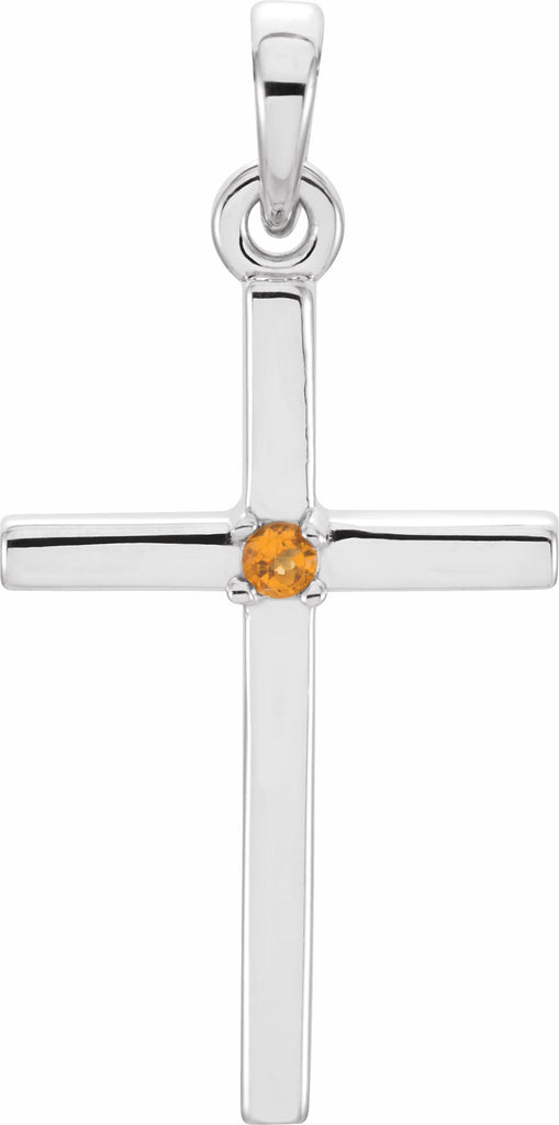 14k white 22.65x11.4 mm citrine cross pendant