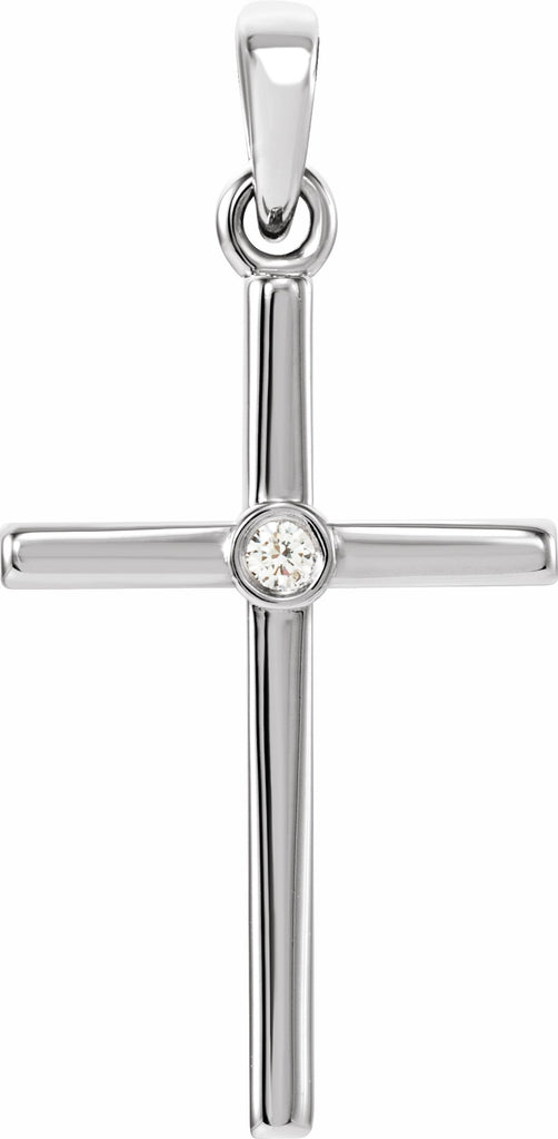 14k white .015 ctw diamond cross 22.8x11.3 mm pendant   