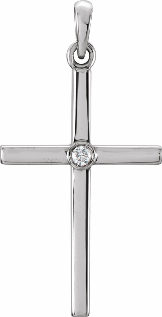 14k white .02 ctw diamond cross 26.5x13.7 mm pendant  