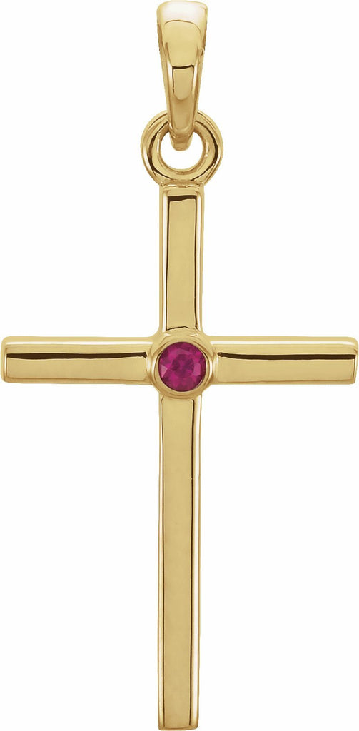 14k yellow ruby cross 22.8x11.3 mm pendant   