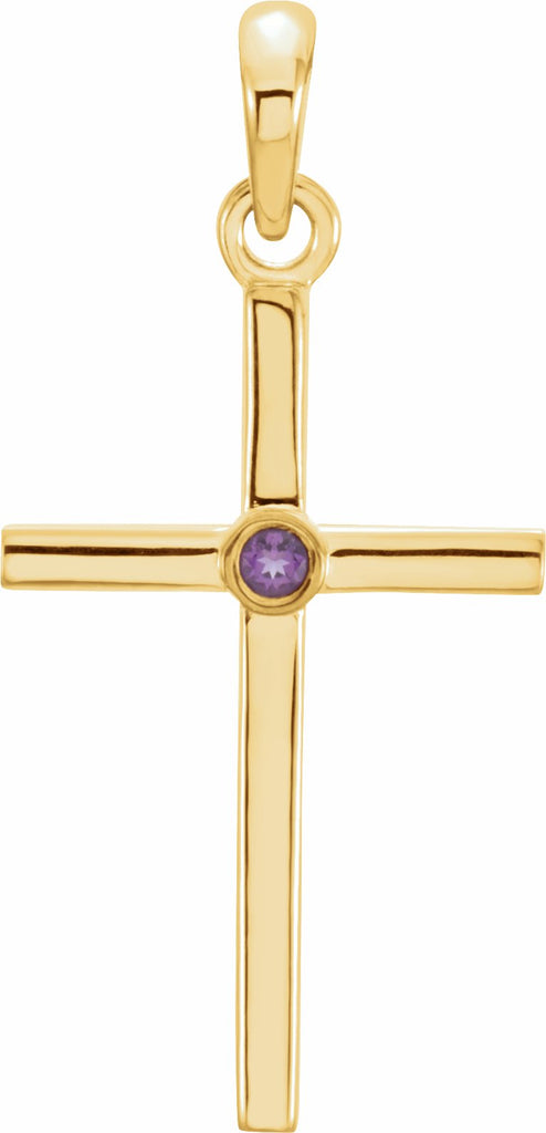 14k yellow amethyst cross 22.8x11.3 mm pendant  