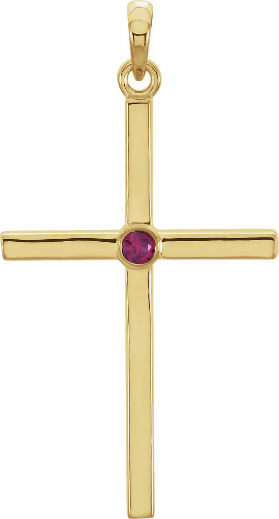 14k yellow ruby cross 30.6x16.6 mm pendant   