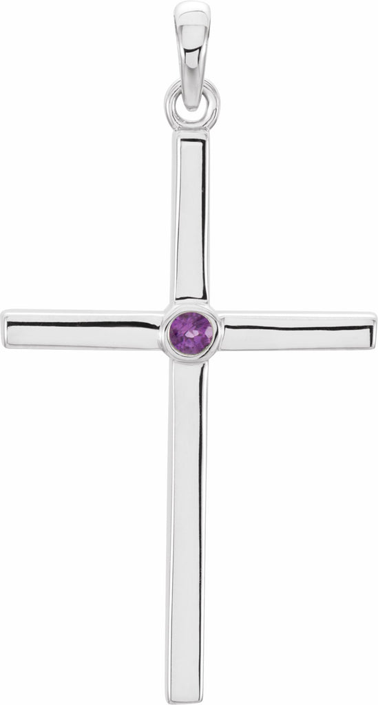 14k white amethyst cross 30.6x16.6 mm pendant  