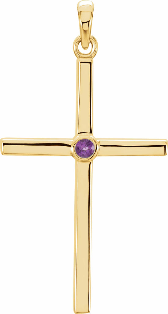 14k yellow amethyst cross 30.6x16.6 mm pendant  