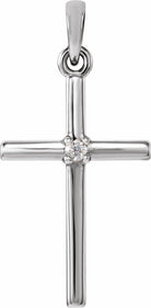 sterling silver 22.65x11.4 mm .015 ct diamond cross pendant