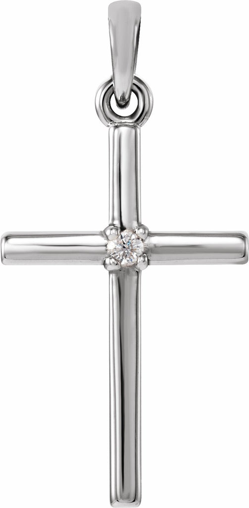 sterling silver 22.65x11.4 mm .015 ct diamond cross pendant