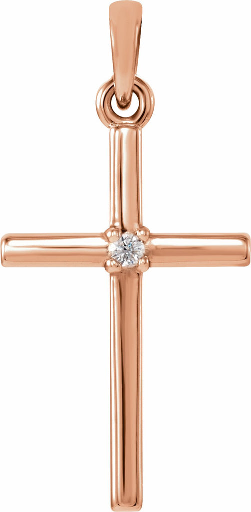 14k rose 22.65x11.4 mm .015 ct diamond cross pendant