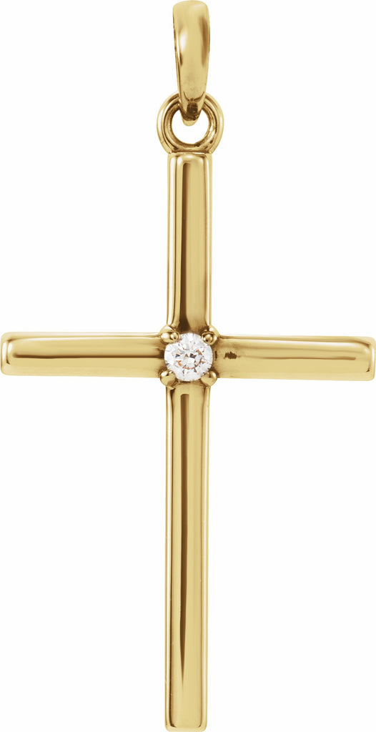 14k yellow 26.5x13.75 mm .02 ct diamond cross pendant