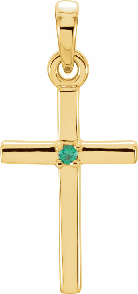 14k yellow 19.2x9 mm emerald cross pendant