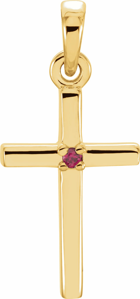 14k yellow 19.2x9 mm ruby cross pendant