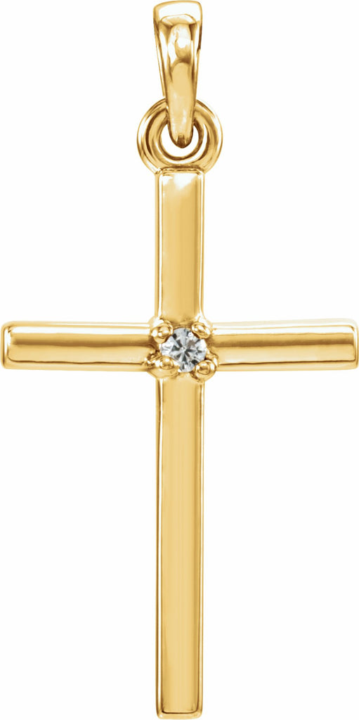 14k yellow 22.65x11.4 mm white sapphire cross pendant